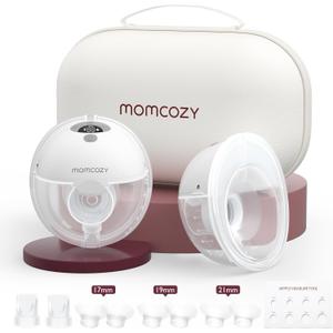 Momcozy M5 Hands-Free Wearable Breast Pump Without APP, Double-Sealed Flange for Baby-Like Comfort, 3 Modes & 9 Suction Levels, Portable Electric Pump 24mm, 2-Pack Quill Gray