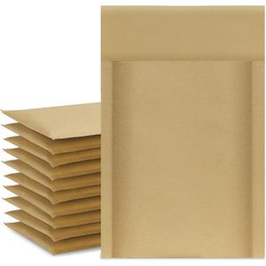 UCGOU Natural Kraft Bubble Mailers 4x8 Inch 50 Pack Brown Padded Envelopes #000 Small Business Mailing Packages Self Sealing Tear Resistant Boutique Bulk Shipping Bags for Jewelry Makeup Supplies (4x8" 50PC)