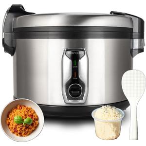 13.8QT Large Commercial rice cooker 65 cups cooked Stainless Steel rice Commercial Electiric Rice Warmer for 14-25 people, with One-Touch Operation | Auto Keep Warm | Non-Stick Inner Pot