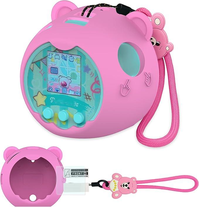 Silicone Cover Case for Punirunes Interactive Digital Toy, Protective Skin Sleeve for Punirunes Digital Pet Toys Squishy Characters Electronic Pets Accessories (Pink Case)