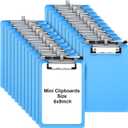 Qilery 24 Pcs Bulk Mini Clipboards with Pen Holder Clip A5 Memo Clipboard 6x9 Small Plastic Clip Boards for School Office Restaurant Cafe Hotel Shopping List, Pen Not Included, Blue