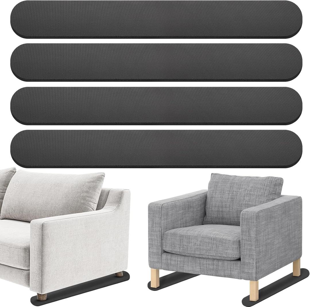 4 Pack Non-Slip Furniture Rail Pads for Recliners,Sofa,couches.Rubber Recliner Chair Floor Protectors,Pads to Keep Furniture from Sliding for Hardwood, Carpet, Marble Floor. 30.5''x3.9''