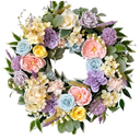 TEMPUS Spring Summer Wreath for Front Door 22 Inch Artificial Floral Wreath with Roses Peonies Hydrangeas Leaves for Door Wall Decoration Wedding Party Home Farmhouse Decoration