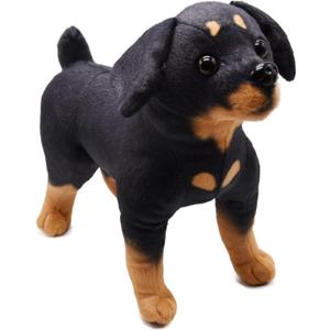BABOLI Realistic Rottweiler Stuffed Animal Extremely Lifelike Plush Rottie Dog Toy Black Puppy Doll for Kids Present or Stuff Collection 12 Inches