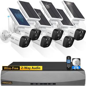 Solar Battery 100% Wire-Free 2-Way Audio 2-Antennas Enhance PIR Detection Outdoor Surveillance Camera System Solar Powered Battery Cameras System