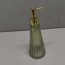 EMPO Vintage Elegant Glass Soap Dispenser, Liquid Soap/Sanitizer/Shampoo Bottle with Pump, Rustic Farmhouse Decor Crystal Hand Soap Dispenser for Kitchen Sink, Bathroom Accessories (Sage Green) (Standard)