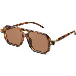 Retro Aviator Sunglasses for Women Men - 70s Trendy Square Vintage Shade Sun Glasses UV Protection (02 Leopard/Tea) Retro Aviator Sunglasses for Women Men - 70s Trendy Square Vintage Shade Sun Glasses UV Protection (02 Leopard/Tea)