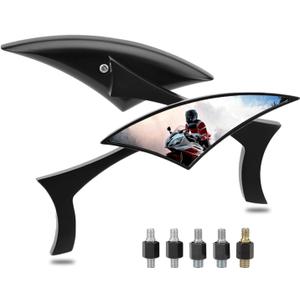 LKV Motorcycle Mirrors - 8MM 10MM Universal Rear View Side Mirrors 360 Degree Adjustable Handlebar for Harley Honda VTX 1300 1800 Shadow 750 Victory Kawasaki Yamaha Suzuki