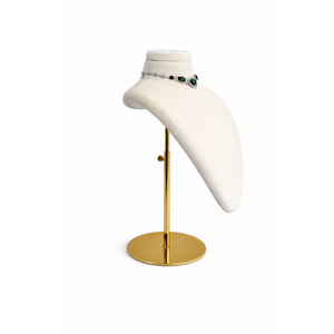 Adjustable White Base White Velvet Jewelry Display Necklace Display Mannequin Display Neck Stand