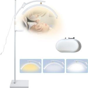 Lash Light Lash Lamp for Eyelash Extensions Adjustable LED Floor Eyelash lamp Half Moon Light Tattoo Shadowless Lighting for Beauty Skincare Nail Tech Tattoo Artists WR White