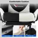 Gaming Chair for Adults, Ergonomic Computer Gaming Chair with Footrest & Lumbar Support, Height Adjustable 360° Swivel Reclining Home Office Desk Chair (Black & White)