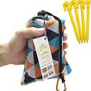 HZJOYUE Outdoor Blanket (71" x 55") -Compact, Lightweight, Sand Proof Pocket Blanket Best Mat for The Beach, Hiking, Travel, Camping, Festivals with Pockets, Loops, Stakes, Carabiner