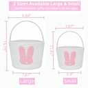 2 x CubesLand Easter Basket for Girls Kids, Adorable Bunny Basket for Easter Egg Hunts, Soft & Safe Babys First Easter Basket, Sturdy Cotton Rope Empty Gift Basket, Festive Dcor- Pink-Large