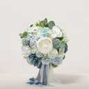Ling's moment Dusty Blue Bridal Bouquet for Bride, Blue Wedding Bouquets for Bride, 13 Inch Silk Round Artificial Wedding Flowers Bouquets