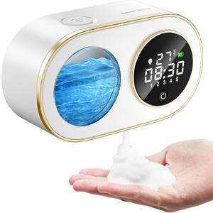 Automatic Soap Dispenser Touchless,Kitchen Bathroom,Modern Smart Home,USB Type-C Rechargeable,Long Battery Life,Time and Temperature Display,5-Level Adjustable,320ML 10.8OZ(Foam-White)