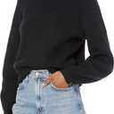 Amazon Essentials Women's Crew Neck Rib Sweater, Black, Small