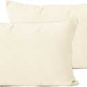 Encasa XO Throw Pillow Covers 12x20 in Set of 2 Natural | No Inserts | Cotton Pillow Covers for Living Room, Bed, Sofa, Couch | Decorative Cushion Covers with Improved Zippers