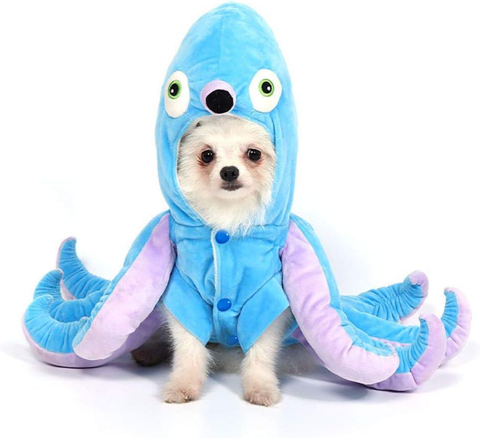 Mogoko Dog Cat Octopus Costumes, Pet Halloween Cosplay Dress, Funny Octopus Costume for Small Puppy Dogs 11.0" Neck Girth; 14.5" Chest (M)