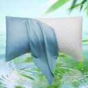 Curved Crescent Cooling Side Sleeper Pillow Cases - Rayon Derived from Bamboo Pillowcase Cover Queen Size 1 Piece, 20 * 30 inches Aqua Blue