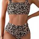 Fanuerg Women's High Waisted Bikini Sets Wide Straps Two Piece Swimsuit Floral Print Bathing Suits Small
