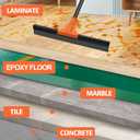 JEHONN Floor Squeegee Heavy Duty with 58.3 inches Long Handle, Rubber Scraper Broom for Cleaning Foam Water on Garage Concrete Bathroom Tile Marble Shower Glass Shop Deck Window Indoor Outdoor (Orange)