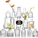 Arme 14 Pcs Bud Vase Set, Mini Vases for Flowers, Small Vintage Glass Vase for Centerpieces, Cute Clear Bud Vases for Home Flower Wedding Decorations
