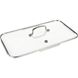 Vayepro Griddle Glass Lid for Lodge 9.5 x 16.75 Inch Cast Iron Rectangular Reversible Grill/Griddle, Clear Pot Cover Accessories, Glass Basting, Keep Warm and Prevent Splashing