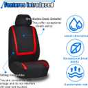 LAINLOY 2 Pack Car Seat Covers, Breathable Seat Protectors, Anti-Slip Driver Seat Cover, Comfortable Front Seat Cover Set Universal Fit for Truck, SUV, Sedan, Airbag Compatible (Black&Red)