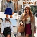 Neer 2 Pack Women's Casual Mini Skater Skirts, Stretchy Flared High Waist a Line Pleated Versatile Basic Skirts with Shorts(Royal Blue, Black, Large)