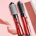 Multifunctional Electric Hair Straightener Automatic Curling Hairdressing Artifact Cold Air Three in One Hot Air Comb (Red)