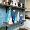 6 Pcs 12" 10" 6" Coastal Cone Tree Decoration with 3D Starfish Seashells Mini Table Trees Centerpieces Farmhouse Tiered Tray Ornament for Mantle Shelf Tabletop Sea Ocean Beach Wedding Beach Party