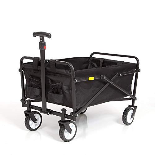 Seina Heavy Duty Collapsible Folding Powder Coated Steel Frame Compact Outdoor Garden Camping Utility Wagon with 150 Pound Load Capacity, Black