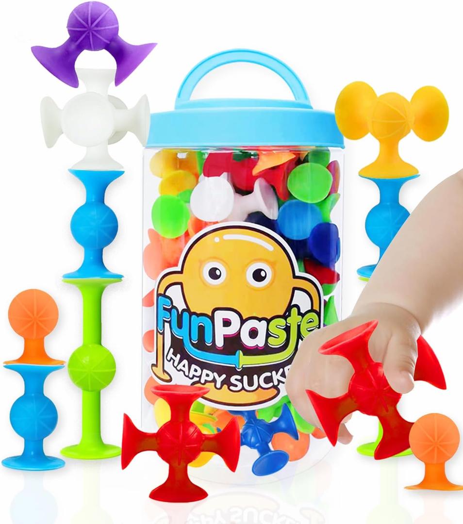 Suction Bath Toys for Baby, 24 Piece Starter Set Suction Cup Toys Stocking Stuffers Preschool Sensory Fidget Toys for Toddlers 1-3 4-8 | No Hole Bath Toy | BPA Free (Large)