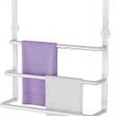 Over The Door Towel Rack, 304 Stainless Steel Towel Rack, 3 Tier Towel Bar for Hanging Towels, 16 Inch Over Door Towel Storage Holder for Bathroom, Brushed Silver