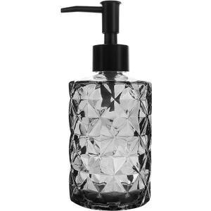Glass Soap Dispenser, 330ml/11oz Refillable Wash Soap Dispenser with Pump, Hand Liquid, Dish Detergent, Shampoo Lotion Bottle for Bathroom Countertop Kitchen Laundry Room, Black