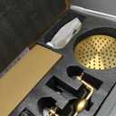 gotonovo Exposed Shower Faucet Set with Shower Shelf 8 inch Rainfall Shower Head with Handheld Sprayer Double Cross Handles Shower System Dual Functions Wall Mounted Antique Brass