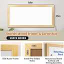 Large Magnetic Chalkboard for Wall, 58 x 25 Inch Solid Wood Framed Natural Whiteboard, Wall Mounted Chalk Board for Kitchen, Restaurant, Food Truck and Calendar Board