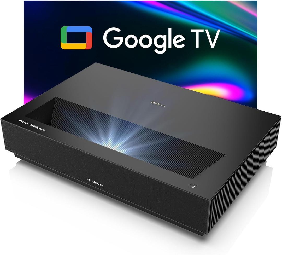 WEMAX Nova Pro 4K Ultra Short Throw Projector, 150" ALPD Laser TV with Smart Google TV, 2100 ISO Lumens, Dolby Audio, UST Projector for Movie, WiFi Bluetooth, Built in Google Assistant (Black)