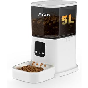 Automatic Cat Feeder,2.4G WiFi Automatic Dog Food Dispenser Auto Dog Feeder with APP Control,5L Timed Auto Cats Food Dispenser w 2-Way Audio for Multiple Pet