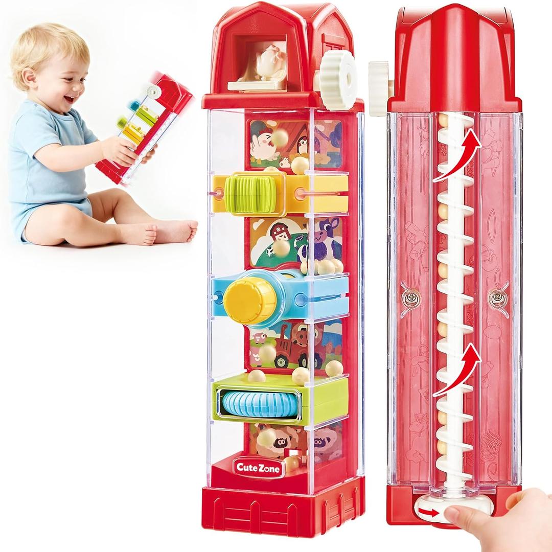 Montessori Toys for 2 Year Old  Farm Egg Drop Toy with 5 Fine Motor Activities, Cause & Effect Learning Toy for Toddlers 23, Travel Gift for Boys and Girls