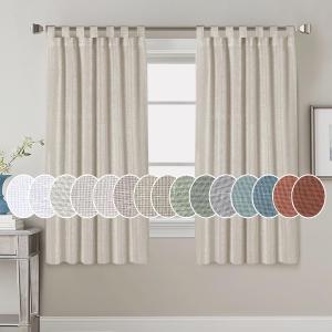 H.VERSAILTEX Living Room Linen Curtains Home Decorative Tab Top Curtains Privacy Added Energy Saving Light Filtering Window Treatments Draperies for Bedroom, 2 Panels, 52 x 63 - Inch, Angora