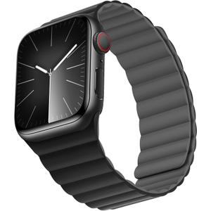 Compatible with Apple Watch Band 49 46 45 44 42 41 40 38mm, Double Sided Wearable Silicone Magnetic Strap for iWatch Ultra SE Series 10 9 8 7 6 5 4 3 2 1 (38/40/41/42, Black/Gray) ((42mm series10)/41mm/40mm/38mm)