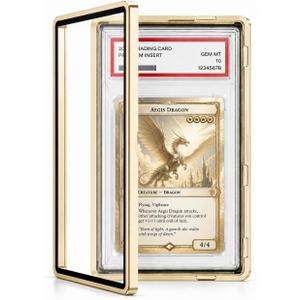 Coolbyl Magnetic Graded Card Slab Protector - Premium Aluminum Graded Card Showcase, Slab Protector with UV-Resistant Tempered Glass, Personalized Slab Bumper for Collectors, Gold