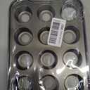 2 Pack Mini Cheesecake Pans Removable Bottom 12 Cavity Mini Cupcake Pan with Silicone Handle Nonslip Anti Heat Nonstick Carbon Steel Muffin Mold 13" x 8" Baking Molds