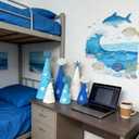 6 Pcs 12" 10" 6" Coastal Cone Tree Decoration with 3D Starfish Seashells Mini Table Trees Centerpieces Farmhouse Tiered Tray Ornament for Mantle Shelf Tabletop Sea Ocean Beach Wedding Beach Party