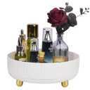 Anyoifax Makeup Perfume Organizer Tray 360 Degree Rotating Lazy Susan Skincare Lotion Organizer Spinning Cosmetics Storage for Dresser, Vanity, Bathroom Countertop, Large Ivory White