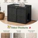 SETVSON Cat Litter Box Enclosure Furniture, Hidden Litter Box, Cat Litter Box Cabinet with 2 Litter Mats, Handwoven Rattan Large Space Cat House, Indoor for Living Room, Bedroom, Apartment Black
