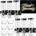 Lounsweer 6 Pcs Wall Candy Dispenser with 1pcs Treat Yourself Neon Signs 9 L Machine Grain Dispenser Neon Snack Sign Wall Mount for Home Kitchen Food Store Birthday Gift Party Decor, 7.9 x 15.8 inches