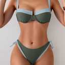 Eomenie Bikini Set for Women Underwire Push Up Two Piece Bathing Suit Color Block Swimsuit Swimwear (XL)