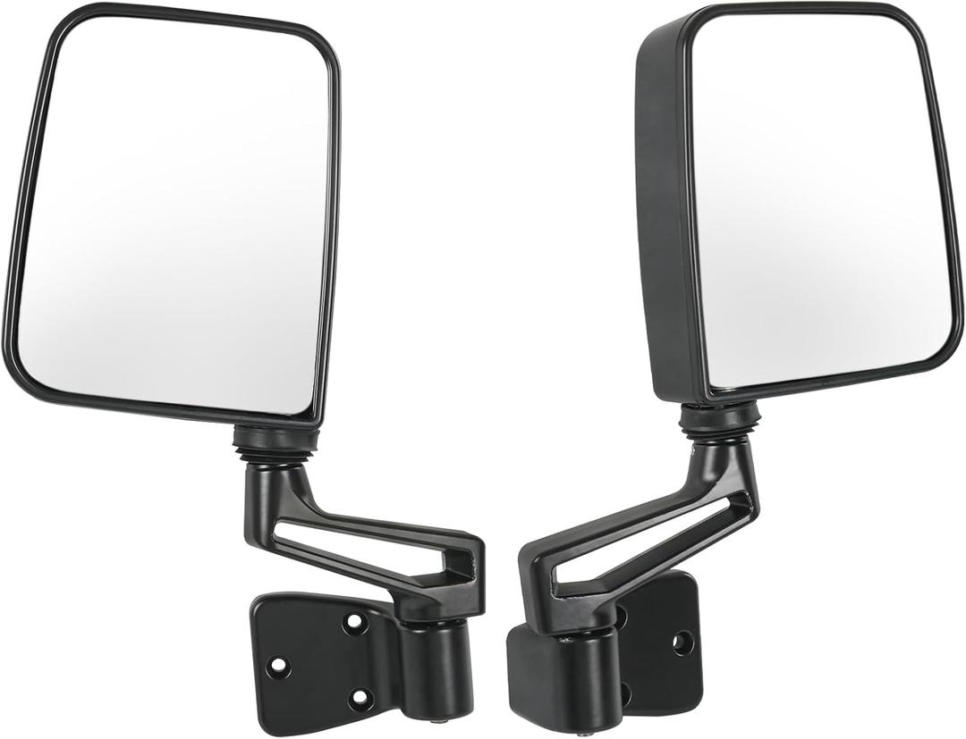 JDMSPEED Pair Driver & Passenger Side View Mirrors with Black Cover Compatible with 1987-2002 Jeep Wrangler Manual Folding No Heated Replace# CH1320102 CH1321102
